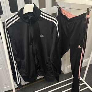 Adidas Black and Pink Tracksuit